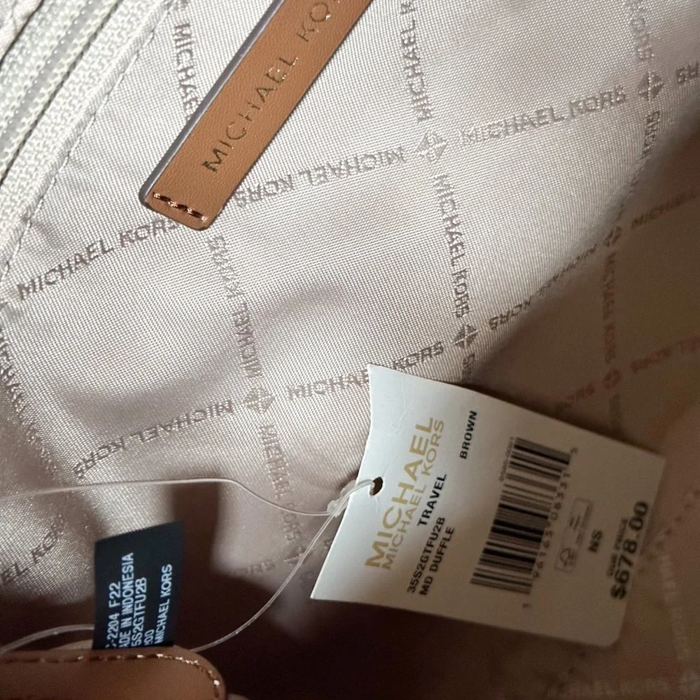 Michael Kors Jet Set Travel Medium Duffle Satchel Shoulder Bag MK Brown_10